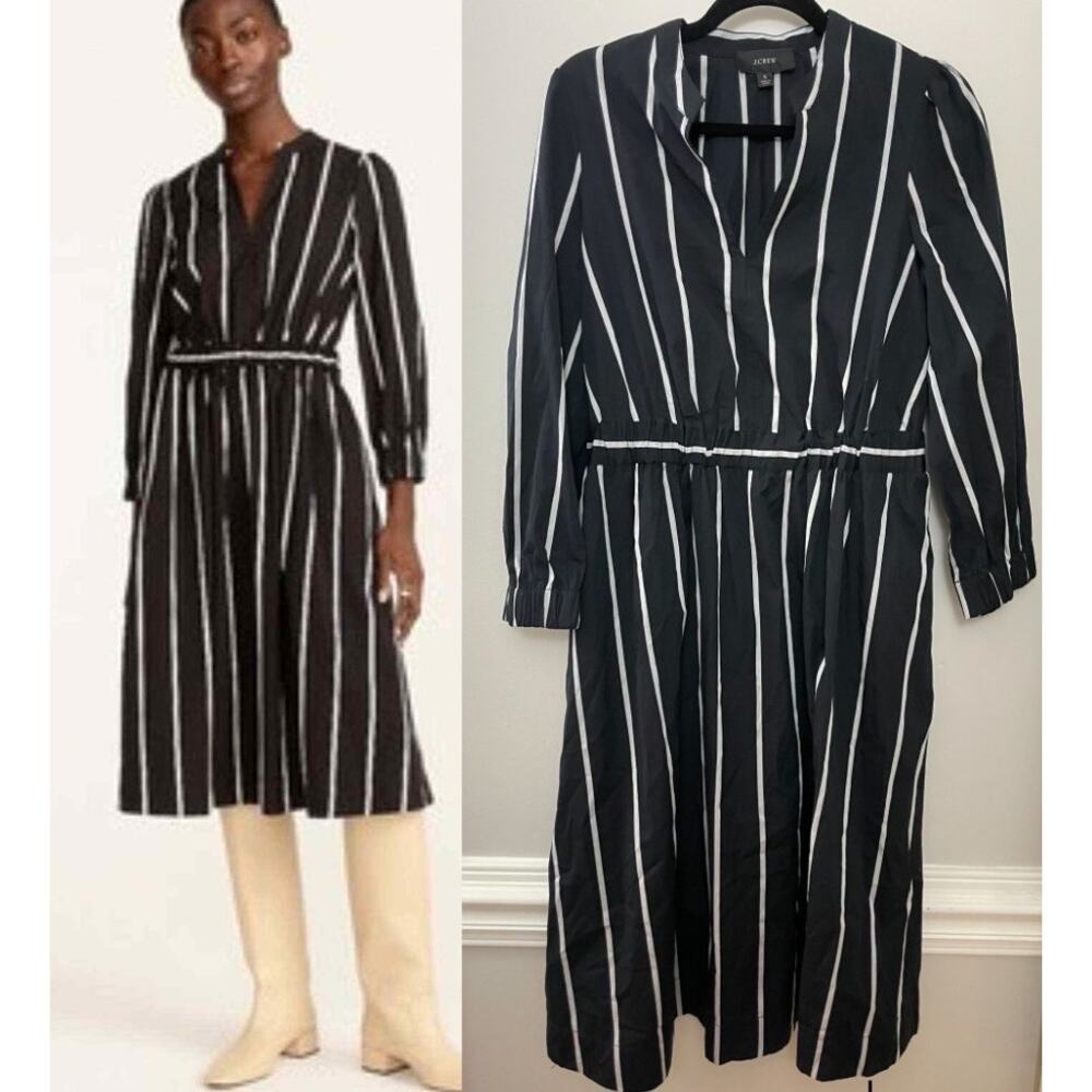 J. Crew Black and White Striped Dress